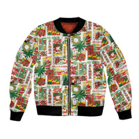 Hawaiian Santa Christmas Pattern Bomber Jacket White Version - Polynesian Pride