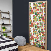 Hawaiian Santa Christmas Pattern Door Cover White Version - Polynesian Pride