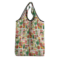 Hawaiian Santa Christmas Pattern Grocery Bag White Version - Polynesian Pride