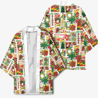 Hawaiian Santa Christmas Pattern Kimono White Version - Polynesian Pride