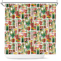Hawaiian Santa Christmas Pattern Shower Curtain White Version - Polynesian Pride