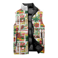 Hawaiian Santa Christmas Pattern Sleeveless Puffer Jacket White Version - Polynesian Pride