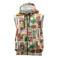 Hawaiian Santa Christmas Pattern Sleeveless Zip Hoodie White Version - Polynesian Pride