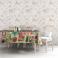 Hawaiian Santa Christmas Pattern Tablecloth White Version - Polynesian Pride