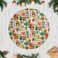 Hawaiian Santa Christmas Pattern Tree Skirt White Version - Polynesian Pride