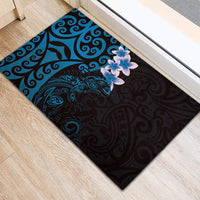 New Zealand Tuatara Plumeria Rubber Doormat Maori Blue Koru Tribal Tattoo