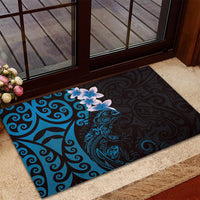 New Zealand Tuatara Plumeria Rubber Doormat Maori Blue Koru Tribal Tattoo