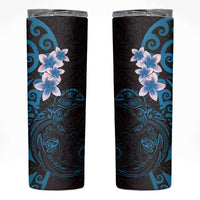 New Zealand Tuatara Plumeria Skinny Tumbler Maori Blue Koru Tribal Tattoo