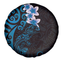New Zealand Tuatara Plumeria Spare Tire Cover Maori Blue Koru Tribal Tattoo