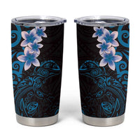 New Zealand Tuatara Plumeria Tumbler Cup Maori Blue Koru Tribal Tattoo