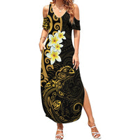 New Zealand Tuatara Plumeria Family Matching Summer Maxi Dress and Hawaiian Shirt Maori Gold Koru Tribal Tattoo