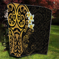 New Zealand Tuatara Plumeria Quilt Maori Gold Koru Tribal Tattoo LT01 - Polynesian Pride