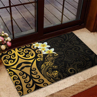 New Zealand Tuatara Plumeria Rubber Doormat Maori Gold Koru Tribal Tattoo LT01 - Polynesian Pride