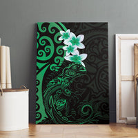 New Zealand Tuatara Plumeria Canvas Wall Art Maori Green Koru Tribal Tattoo