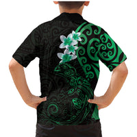 New Zealand Tuatara Plumeria Family Matching Mermaid Dress and Hawaiian Shirt Maori Green Koru Tribal Tattoo LT01 - Polynesian Pride