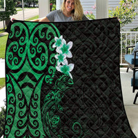 New Zealand Tuatara Plumeria Quilt Maori Green Koru Tribal Tattoo LT01 Green - Polynesian Pride