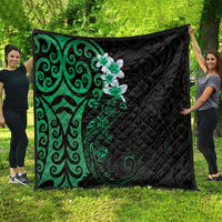 New Zealand Tuatara Plumeria Quilt Maori Green Koru Tribal Tattoo LT01 - Polynesian Pride