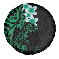 New Zealand Tuatara Plumeria Spare Tire Cover Maori Green Koru Tribal Tattoo