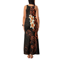 New Zealand Tuatara Plumeria Family Matching Tank Maxi Dress and Hawaiian Shirt Maori Orange Koru Tribal Tattoo