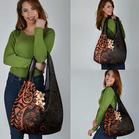 New Zealand Tuatara Plumeria Grocery Bag Maori Orange Koru Tribal Tattoo