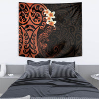New Zealand Tuatara Plumeria Tapestry Maori Orange Koru Tribal Tattoo