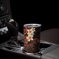 New Zealand Tuatara Plumeria Tumbler Cup Maori Orange Koru Tribal Tattoo