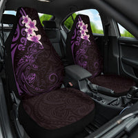 New Zealand Tuatara Plumeria Car Seat Cover Maori Purple Koru Tribal Tattoo