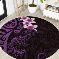 New Zealand Tuatara Plumeria Round Carpet Maori Purple Koru Tribal Tattoo LT01 Purple - Polynesian Pride