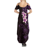 New Zealand Tuatara Plumeria Summer Maxi Dress Maori Purple Koru Tribal Tattoo