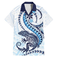 Blue Maori Tuatara Family Matching Mermaid Dress and Hawaiian Shirt Luxury Pastel Pattern