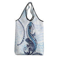 Blue Maori Tuatara Grocery Bag Luxury Pastel Pattern