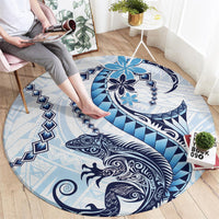 Blue Maori Tuatara Round Carpet Luxury Pastel Pattern