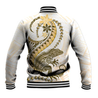 Gold Maori Tuatara Baseball Jacket Luxury Pastel Pattern LT01 - Polynesian Pride