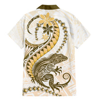 Gold Maori Tuatara Family Matching Mermaid Dress and Hawaiian Shirt Luxury Pastel Pattern