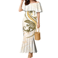 Gold Maori Tuatara Family Matching Mermaid Dress and Hawaiian Shirt Luxury Pastel Pattern