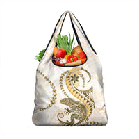 Gold Maori Tuatara Grocery Bag Luxury Pastel Pattern