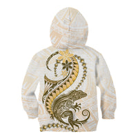 Gold Maori Tuatara Kid Hoodie Luxury Pastel Pattern