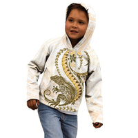 Gold Maori Tuatara Kid Hoodie Luxury Pastel Pattern