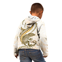 Gold Maori Tuatara Kid Hoodie Luxury Pastel Pattern