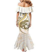 Gold Maori Tuatara Mermaid Dress Luxury Pastel Pattern LT01 - Polynesian Pride