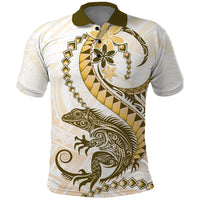 Gold Maori Tuatara Polo Shirt Luxury Pastel Pattern