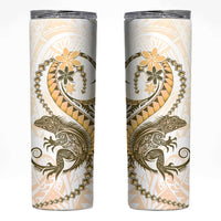 Gold Maori Tuatara Skinny Tumbler Luxury Pastel Pattern