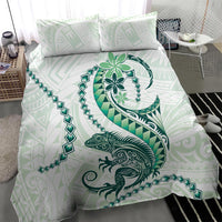 Green Maori Tuatara Bedding Set Luxury Pastel Pattern