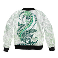 Green Maori Tuatara Bomber Jacket Luxury Pastel Pattern LT01 - Polynesian Pride