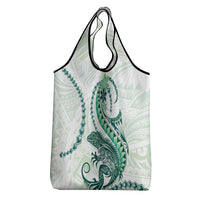 Green Maori Tuatara Grocery Bag Luxury Pastel Pattern
