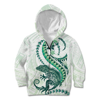 Green Maori Tuatara Kid Hoodie Luxury Pastel Pattern