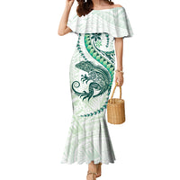 Green Maori Tuatara Mermaid Dress Luxury Pastel Pattern LT01 Women Green - Polynesian Pride