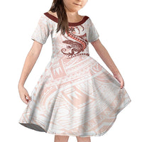 Red Maori Tuatara Family Matching Tank Maxi Dress and Hawaiian Shirt Luxury Pastel Pattern