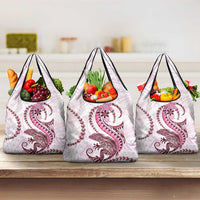 Pink Maori Tuatara Grocery Bag Luxury Pastel Pattern