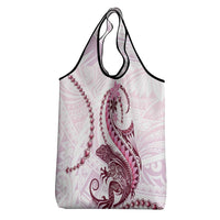 Pink Maori Tuatara Grocery Bag Luxury Pastel Pattern